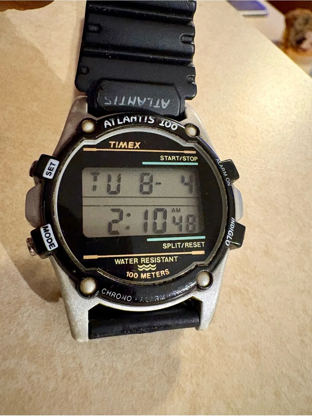 TIMEX VINTAGE ATLANTIS 100 DIGITAL 40mm WATCH ORIGINAL BRACELET New Battery
